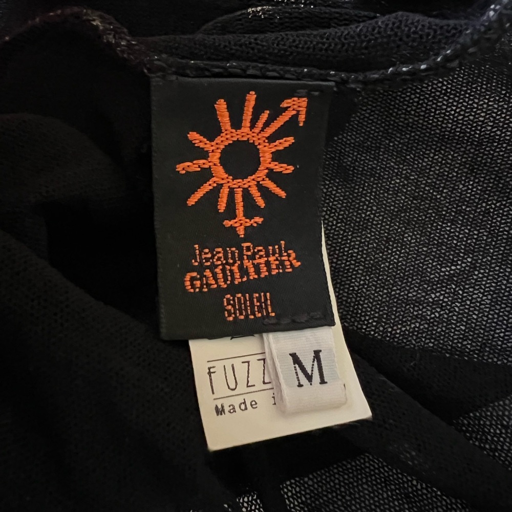 Y2K Jean Paul Gaultier Soleil S/S 1999 Sz M Cutout Sheer Mesh Bodycon Black Top - Picture 9 of 13